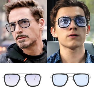 Kacamata Hitam Bentuk Persegi Panjang Desain superhéroe Tony Stark Ironman Gaya Vintage