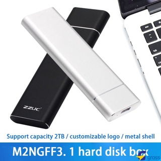 M.2 NGFF Type-C 3.1 aluminum alloy mobile hard disk box high-speed transmission SSD solid hard disk box grasss