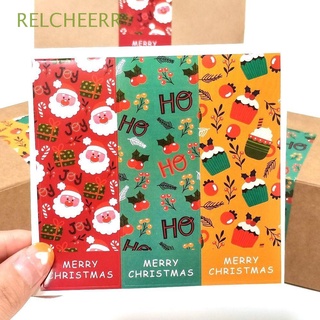 RELCHEERR 30 Pieces Rectangle Merry Christmas Stickers Box Tags Merry Christmas Labels Box Seal Stickers Christmas Gift 90*30MM Christmas Pattern Package Decorative Stickers Santa Claus Gift