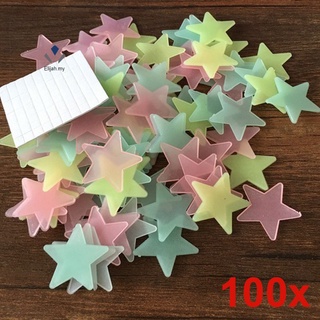 100 Pegatinas De Pared Para Decoración Del Hogar , Color Brillante , Estrellas Luminosas , Fluorescentes , Para Habitaciones De Niños