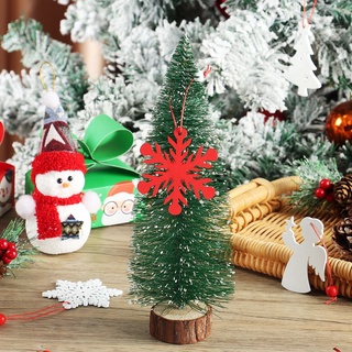 6 unids/pack de madera rojo copos de nieve colgantes de navidad adornos para decoraciones de fiesta árbol de navidad (5)