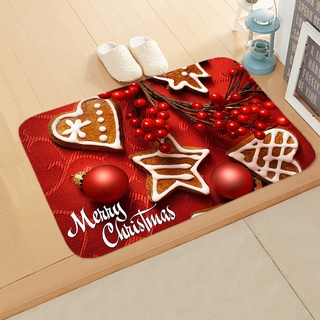 Sk★-alfombra De franela de estilo navideño para puerta antideslizante, alfombra rectangular para cocina, baño, (7)