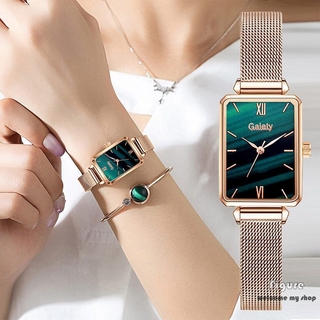 Relógio De Quartzo Feminino moda Square relógio De Quartzo Conjunto Pulseira Mais Quente Simples Rosa Ouro Malha De Luxo relógios Femininos
