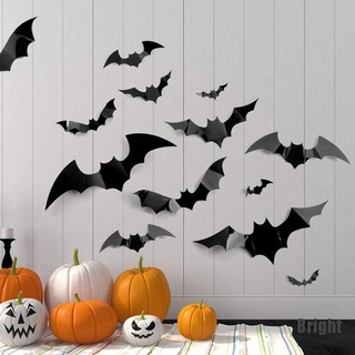 (brillante) 12 piezas decoración de Halloween 3D negro PVC Bat Halloween fiesta decoración Props pegatina