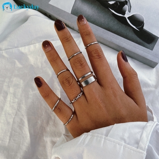 7 unids/Set de moda personalidad Simple anillo conjunto coreano ajustable anillos de oro para las mujeres accesorios de joyería regalo