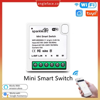 tuya mini wifi smart switch 16a 2 vías control temporizador interruptores inalámbricos tuya/smart life app trabajar con alexa google home