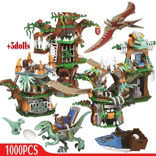 1000pcs Jurassic World Park Dinosaurio Árbol Casa Bloques De Construcción legoingly Compatible Figuras Ladrillos Conjuntos DIY MOC Juguetes Para Niños Regalos