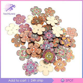 Tac-9 botones De Flores 100 piezas colores mezclados 2 agujeros botones De madera Retro Para manualidades ropa artesanal botones De madera Decorativo (5)