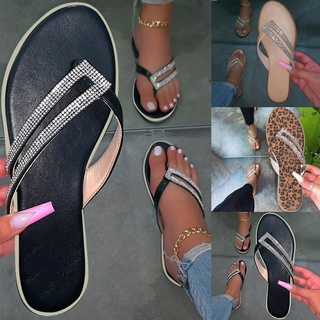 verano de las mujeres flip-flops abierto dedo del pie rhinestone casual zapatos de playa pisos zapatillas