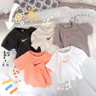 Verano de algodón T-shirt de manga corta niños niñas Casual Tops camisetas de color sólido de los niños Camiseta de compra