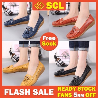 [10 Colores] zapatos de señora mocasines planos zapatos Slip-on Kasut Kulit Wanita