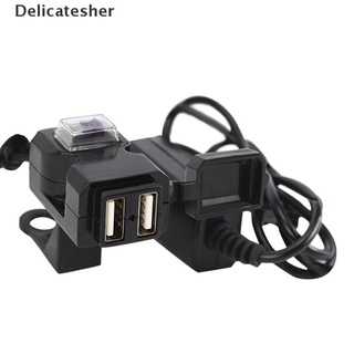 [delicatesher] cargador de manillar de motocicleta dual usb 12v impermeable con interruptor y soportes calientes
