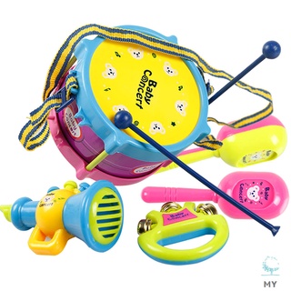 5 unids/set niños bebé bebé rollo tambor cuerno música juguetes mini agarre instrumentos musicales temprano juguetes educativos