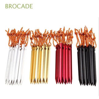 BROCADE Outdoor Tent Stakes Travel Ground Nail Tent Pegs Professional 18cm Aluminum Alloy With Rope Camping Hiking Tent Accessories/Multicolor