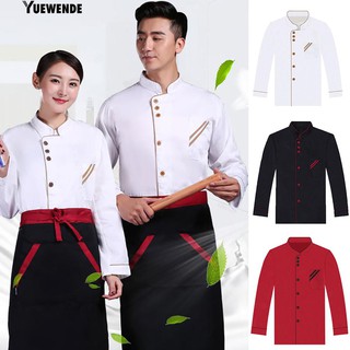 yue 1pc unisex solo botonadura de manga larga chaqueta de chef uniforme de trabajo ropa de cocina