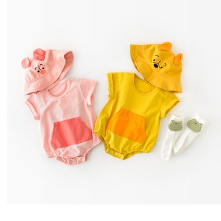 Verano bebé niños niñas mameluco Onesie + sombrero 2 piezas bebé recién nacido ropa conjunto de manga corta mameluco mono Baju Bayi