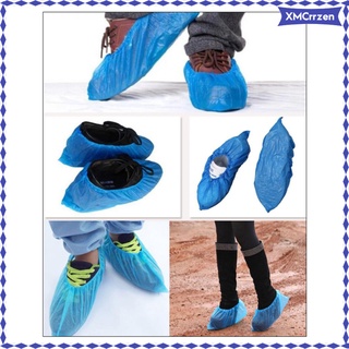 100x universal azul desechables overshoes antideslizante mujeres hombres zapatos de lluvia cubre