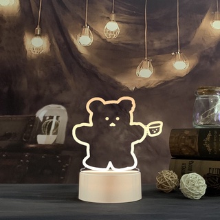 Factory Youwu girl 3d small night lamp Curly Bear astronaut creative bedroom bedside table lamp Christmas gift customiza