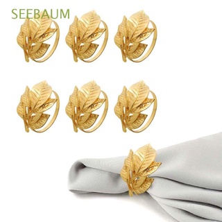 seebaum anillo de servilleta de metal dorado hebilla de servilleta anillo 6pcs boda banquete moda mesa decoración hotel servilleta titular/multicolor
