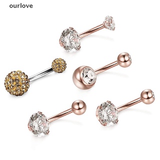 [ourlove] 5 piezas/juego de piercings de acero inoxidable de cristal para ombligo ombligo/joyería [ourlove] (8)