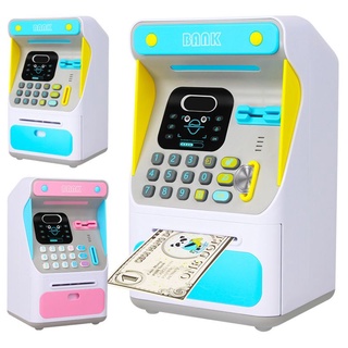 je mini cajero automático banco de dinero con cerradura electrónica reconocimiento facial auto scroll papel dinero y moneda para niños adolescentes niños niñas