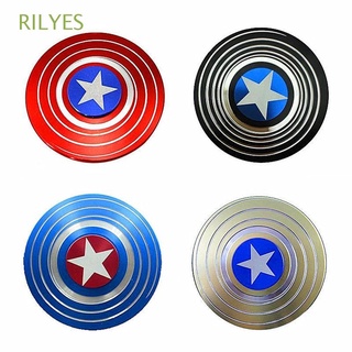 RILYES Funny Hand Spinner Metal American Captain Fidget Spinner Fingertip Gyro Spinning Top Classic Toys Stress Relief Spinner Toys Marvel Hero Round Shield