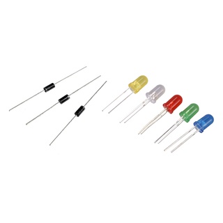 300 piezas diodo: 200 piezas 3 mm 5 mm luz led diodo blanco amarillo rojo azul verde kit de surtido para arduino y 100 piezas rectificador diodo 1n4007 in4007 do-41 1a 1000v