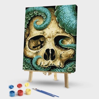 lienzo dibujo al óleo diy abstracto cráneo pintado a mano pintura por números kit