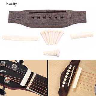 kaciiy 1 juego de puente de guitarra acústica + pasadores de puente de hueso, soporte y tuerca, piezas de guitarra co