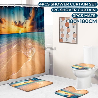 cortina de ducha de tela caliente playa sol extra largo poliéster juego de cortina de ducha