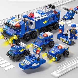 Small Particle Theme Building Blocks Children's Educational Toys Amusement Park Fire Truck Ambulance Police Car (1)