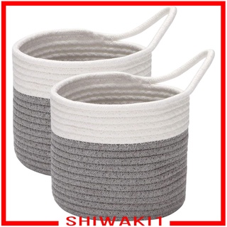 [SHIWAKI1] 2 cestas de almacenamiento tejidas pequeñas cestas redondas de pared cestas de almacenamiento