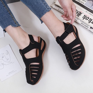 mujer cuña sandalias antideslizantes más el tamaño zapatillas de cuero de la pu zapatos de playa kasut perempuan (5)