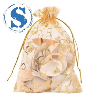 100 bolsas de 9 x 12 cm con cordón, diseño de Organza, joyería, fiesta de boda, navidad, bolsas de Favor (oro)