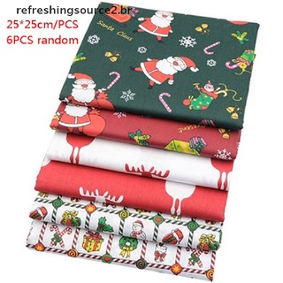 (Ref2) 6 pzas/Lote De tela De algodón De tela De Sarja Estampada De navidad Para Costura