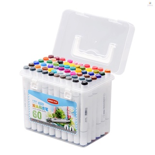 [In Stock] 60 Colors Art Markers Set Dual Heads Broad Fine Point Alcohol Based Marker Pens with PP Storage Box for Children Students Adults Professionals Beginners Artists Designers Drawing Coloring Sketching Art Creation (1)