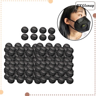 100pcs Breathing Valve Filter Replacement Respirator for Face Mask Black (6)