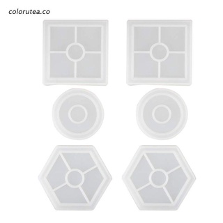col 3 pack diy posavasos molde de silicona, incluye redondo, cuadrado, hexagonal, moldes para fundición con resina, cemento