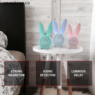 [unewking] reloj despertador digital en forma de conejo con luz de sonido led reloj de pared de mesa (9)
