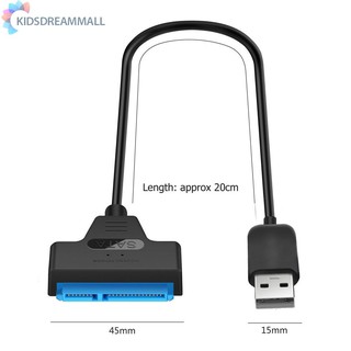 KIDSDEAR graroiC Cable adaptador de carga, USB 2.0 a SATA 22 pines Cable convertidor para HDD SSD de 2.5 pulgadas (8)