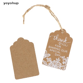 yoyohup 50pcs thank you etiquetas de regalo impresión de encaje etiquetas de papel kraft etiquetas de regalo de boda