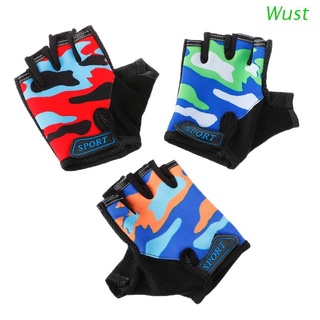 Wust - guantes de ciclismo para niños, de medio dedo, transpirable, elástico, antideslizante, deporte al aire libre