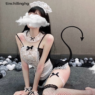 [tinchilinghg] bow lace cosplay maid uniforme lencería sexy halloween juego de rol disfraces [caliente]