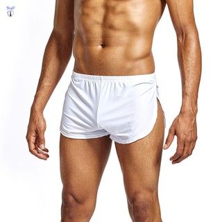 Yi hombres boxeador pantalones cortos de cintura baja transpirable Casual fresco Color sólido para novio deporte @MY