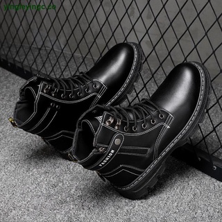 Martin Botas De Los Hombres Otoño Invierno Zapatos Nueva Versión Coreana De Alta Parte Superior Casual Todo-Partido Cepillado Negro (3)