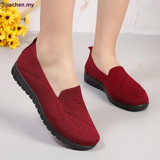 Nuevo transpirable rojo madre zapatos ligeros suela suave de mediana edad y ancianos casual solo zapatos antideslizantes un pedal viejo Beijing zapatos de tela