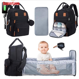 SuperLove bebé pañal cama de viaje cochecito mochila para mamá portátil cuna bolsos secos húmedos