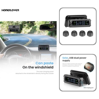 hongflower-Monitor De Presión De Neumáticos Duradero Para Coche TPMS Inalámbrico , Detector , Energía Solar
