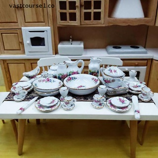 VAST 40Pcs/set 1:12 Dollhouse Miniature Tableware Porcelain Ceramic Tea Cup Dishes . (7)