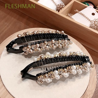 FLESHMAN Headwear Hair Crabs Elegant Pearl Banana Clips Hair Claws Women New Fashion Hairpins Hair Accessoires Girls Vertical Clip/Multicolor